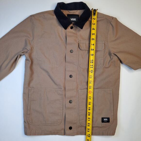 Vans Drill Chore Men's Coat Size Large Khaki Black Corduroy Collar - Picture 8 of 9